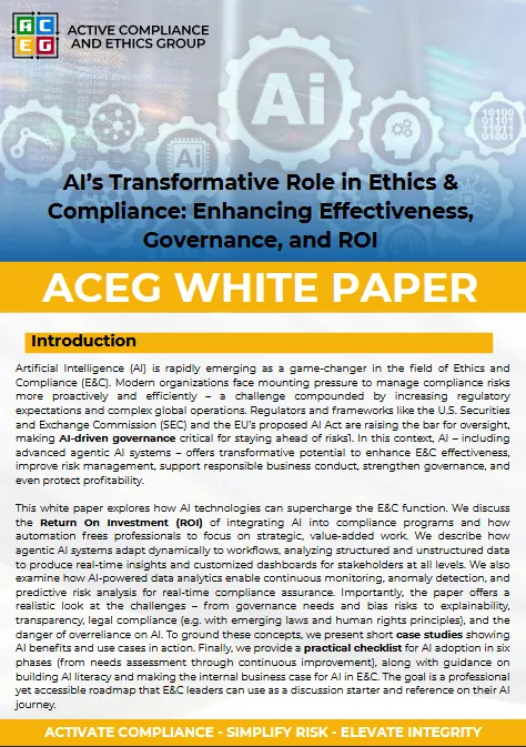Cover of AI's Transformative Role in Ethics & Compliance